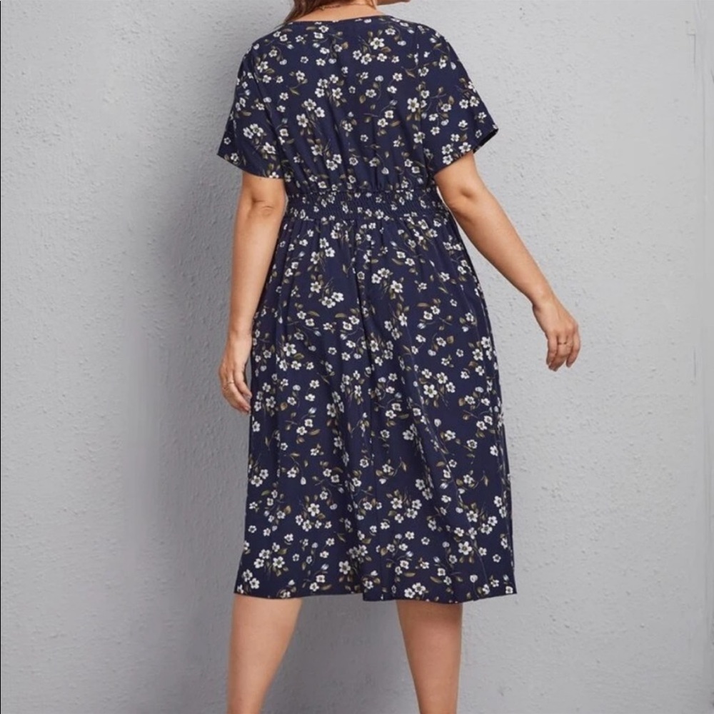 Boho Plus Size Floral Print A Line Dress - Picture 2 of 14